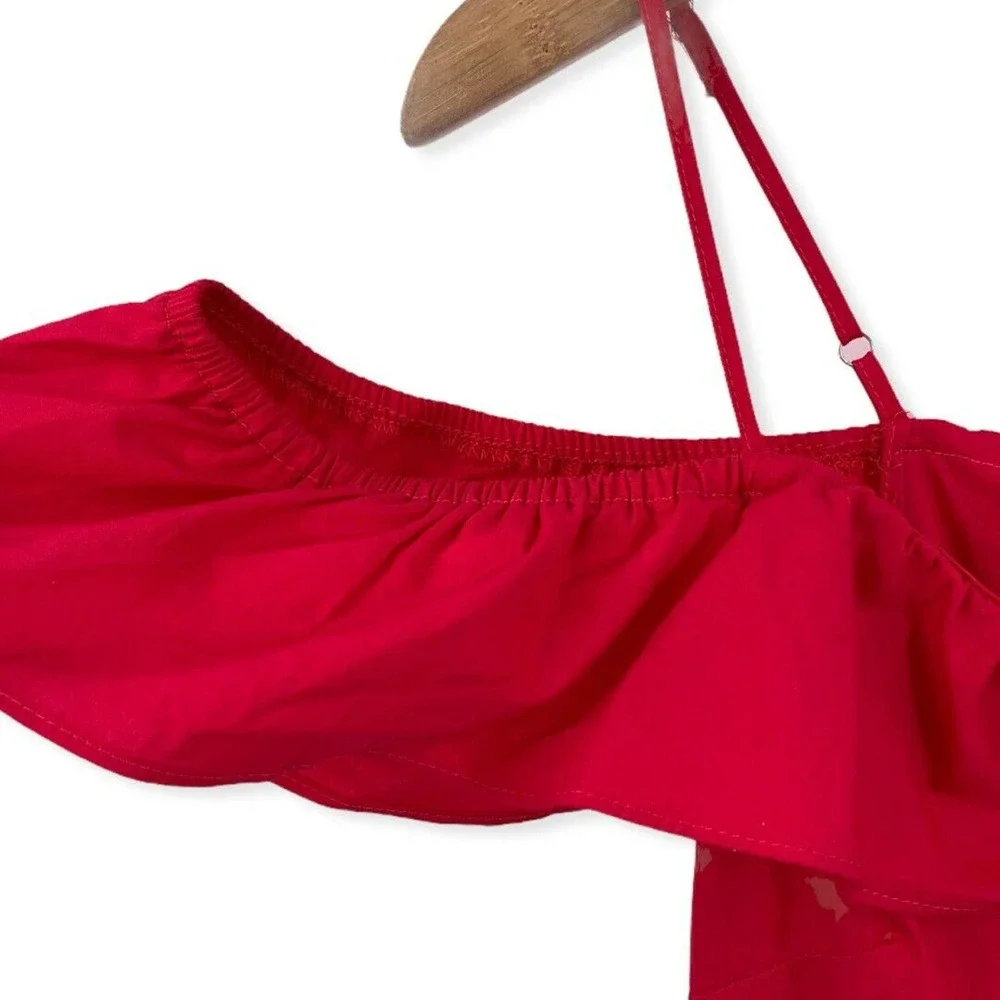 Lush Pink Ruffle Off Shoulder Dress Medium‎